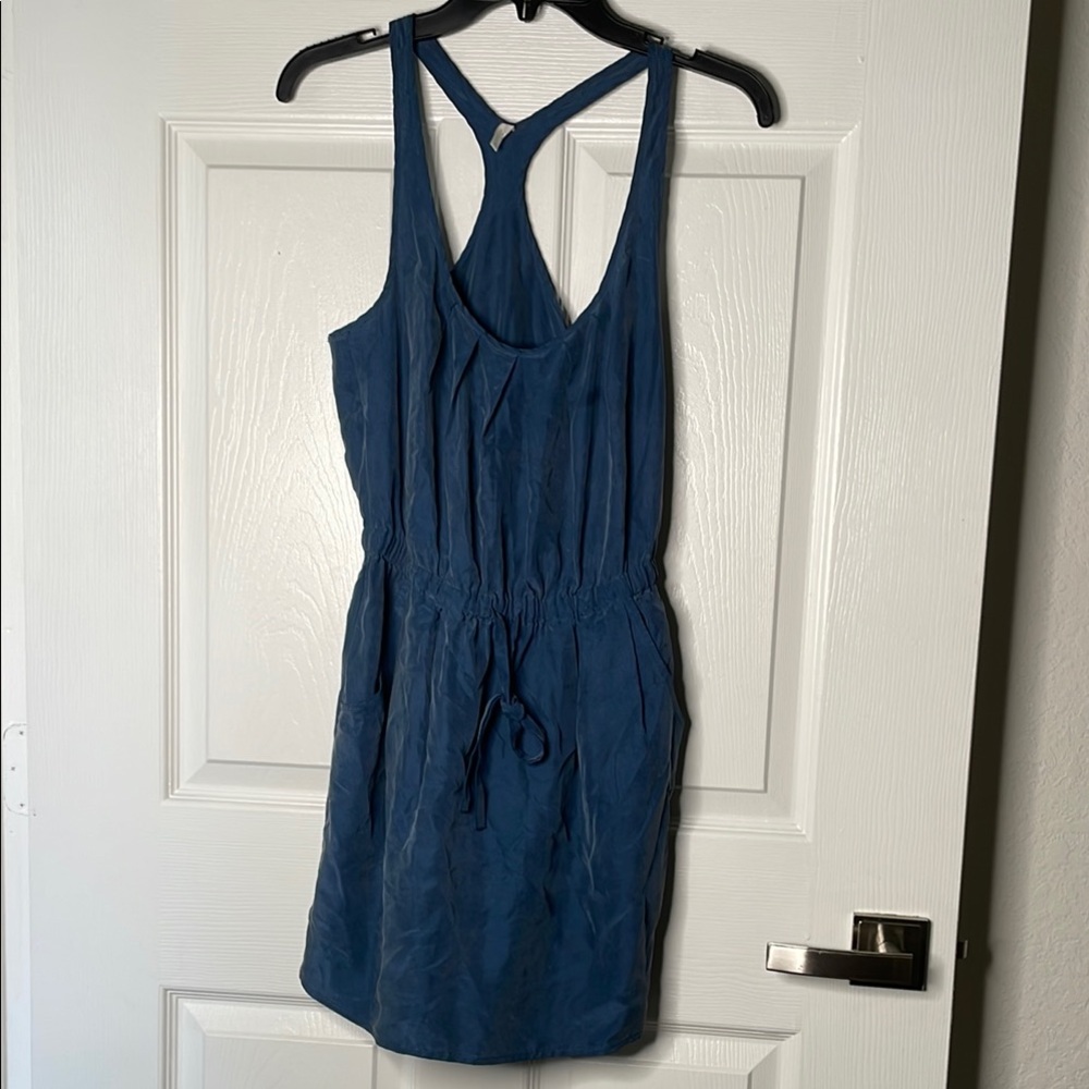 7 for all mankind 100% silk racerback tank mini dress with pockets